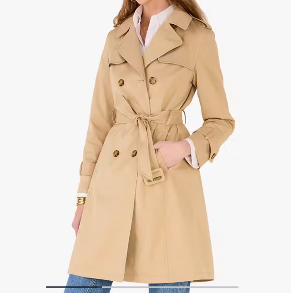 Kate Spade Beige Double-Breasted Trench Coat